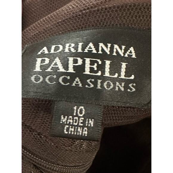 ADRIANNA PAPELL Tiered Ruffle Evening Maxi Dress Brown Formal Dressy - Sz 10 - Picture 4 of 4